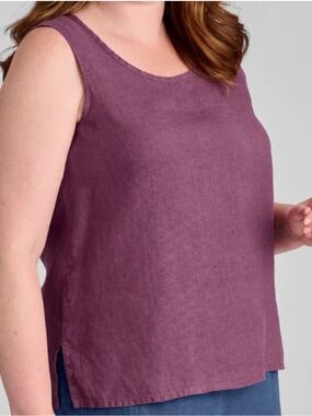 Flax Linen Tank Top in Eggplant